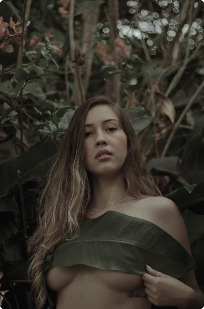 female model with leaf